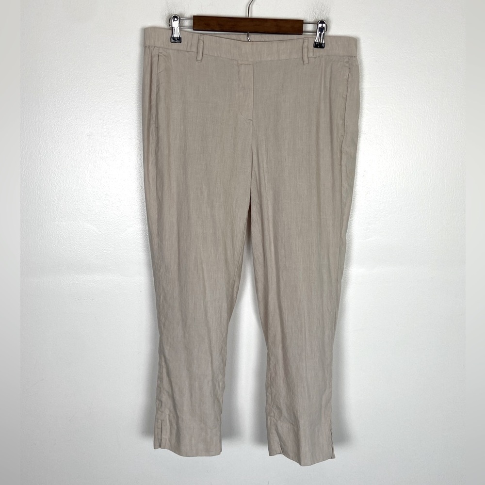 J. Jill Women's Linen Stretch Pants Size Large Tall Color Beige Pull‎ On Pockets